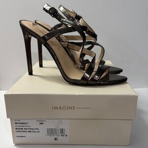 Vince Camuto Dark Metallic Strappy Heels with Dust Bag